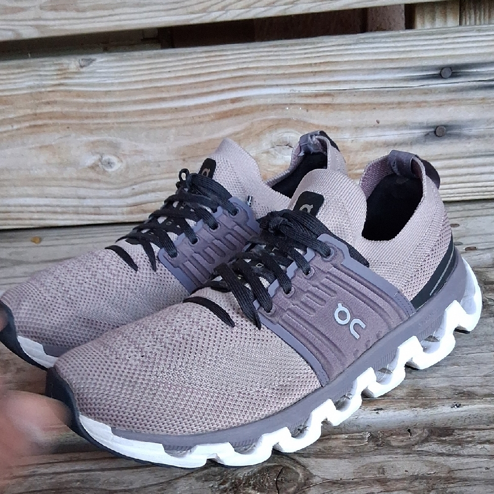 On Running Cloudswift Taupe and Black Athletic Shoes - Picture 3 of 12